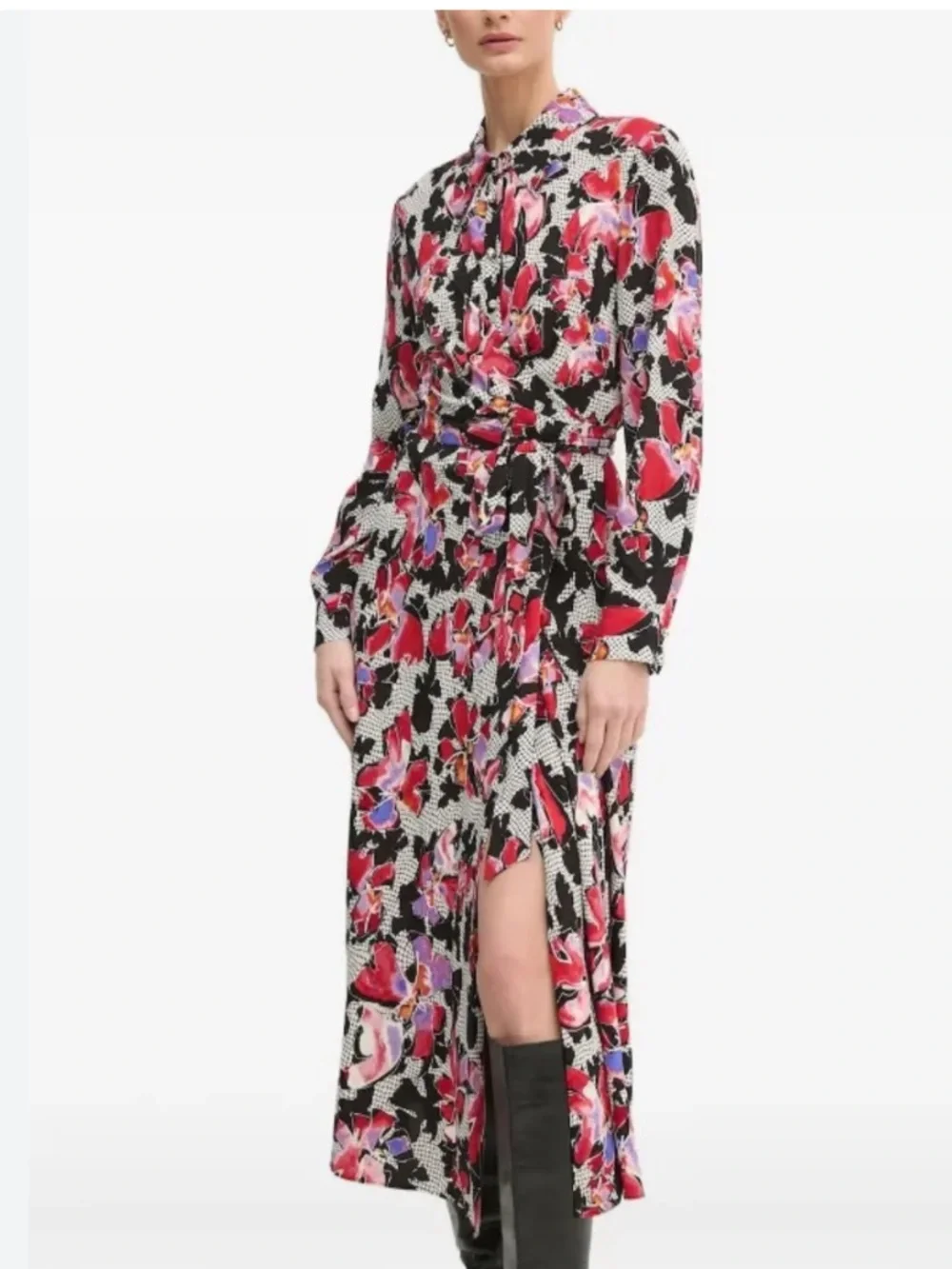 Diane von Furstenberg Odette Floral Tori Midi Wrap Dress Large Designer Spring - Picture 1 of 9